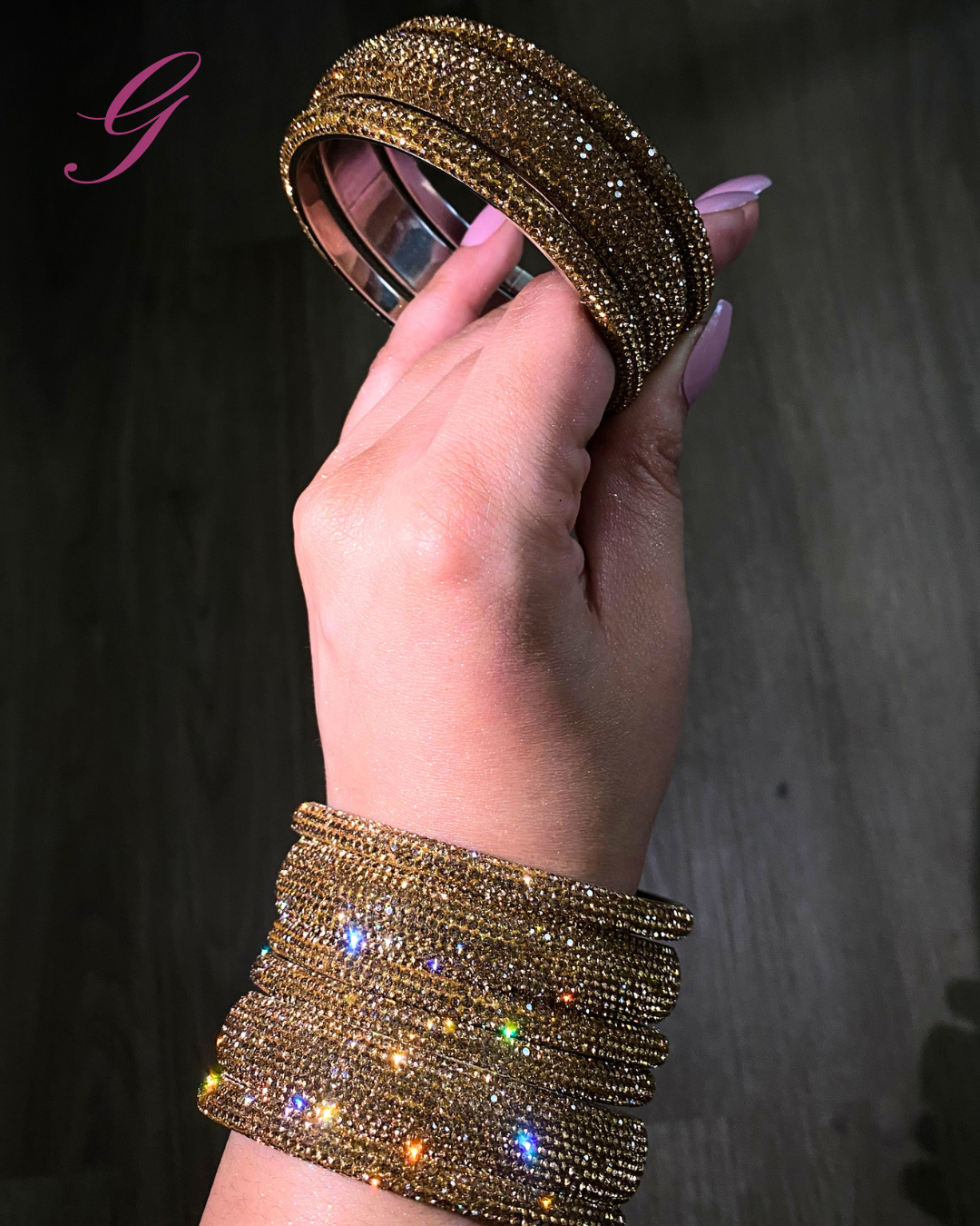 Crystal Rhinestone Bangles 3-Pack