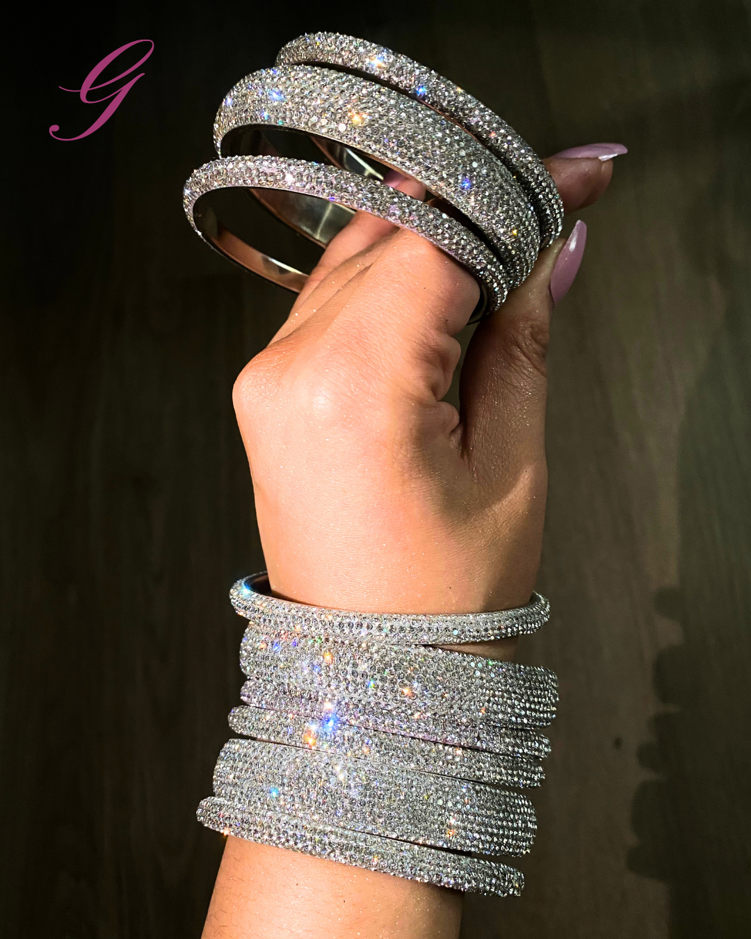 Crystal Rhinestone Bangles 3-Pack